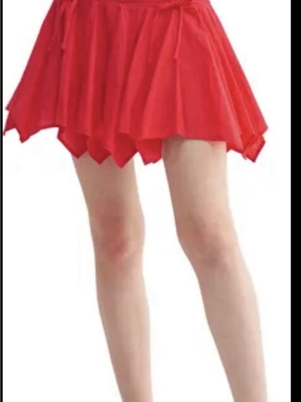 All In Favor Cinched Waist Handkerchief Hem Cotton Miniskirt XS Red Skirt